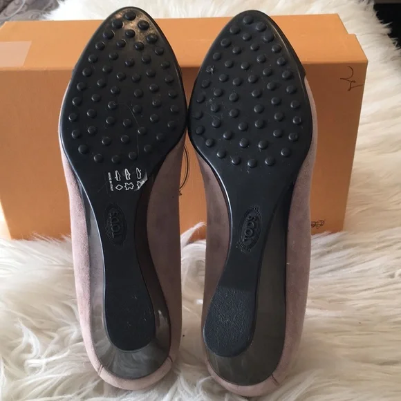 Tod’s Taupe Suede “Wedge Décolleté” Heel